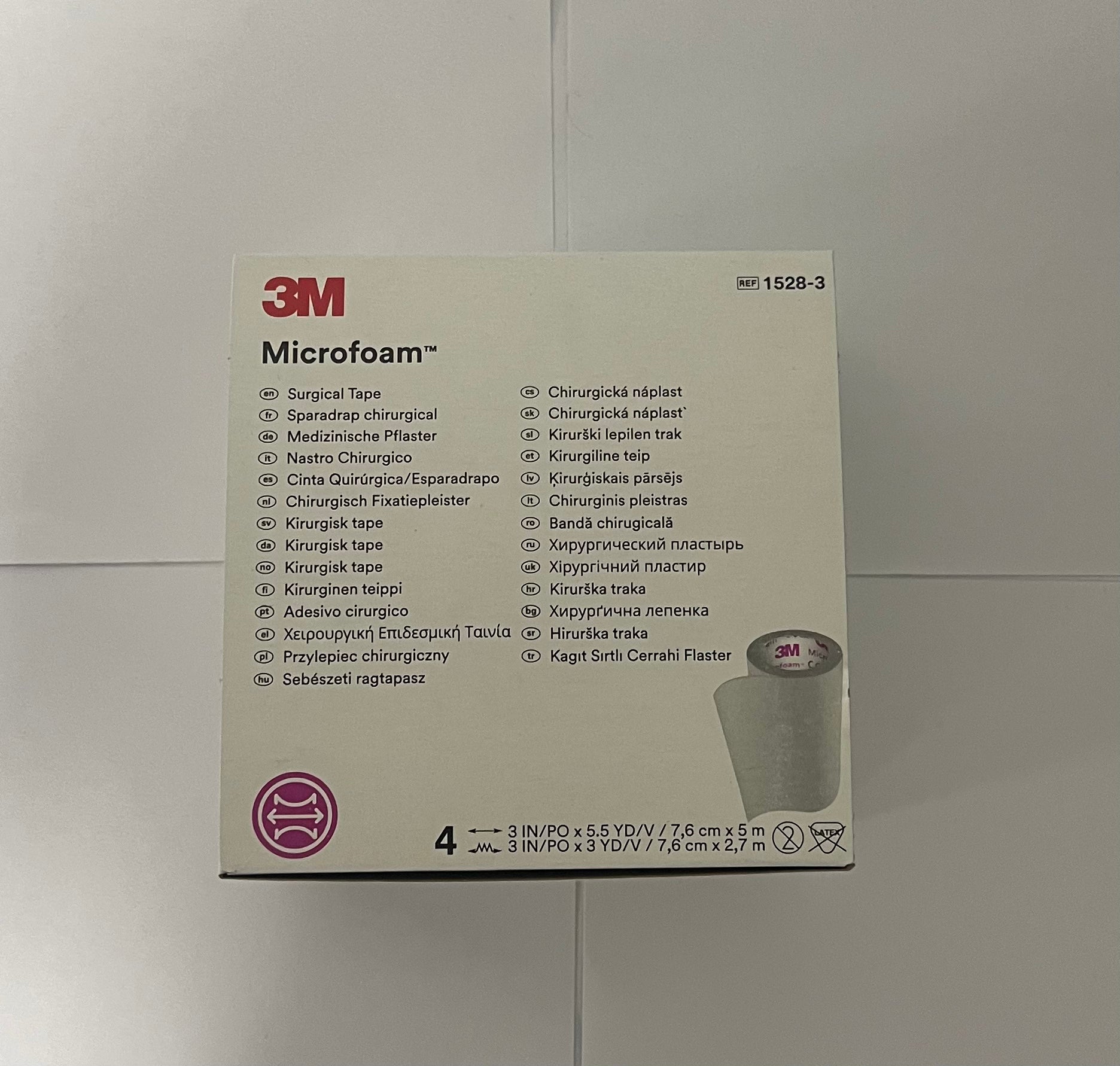 3M Microfoam - Surgical Fixation Tape - 7.6 cm x 5 m - 1528-3