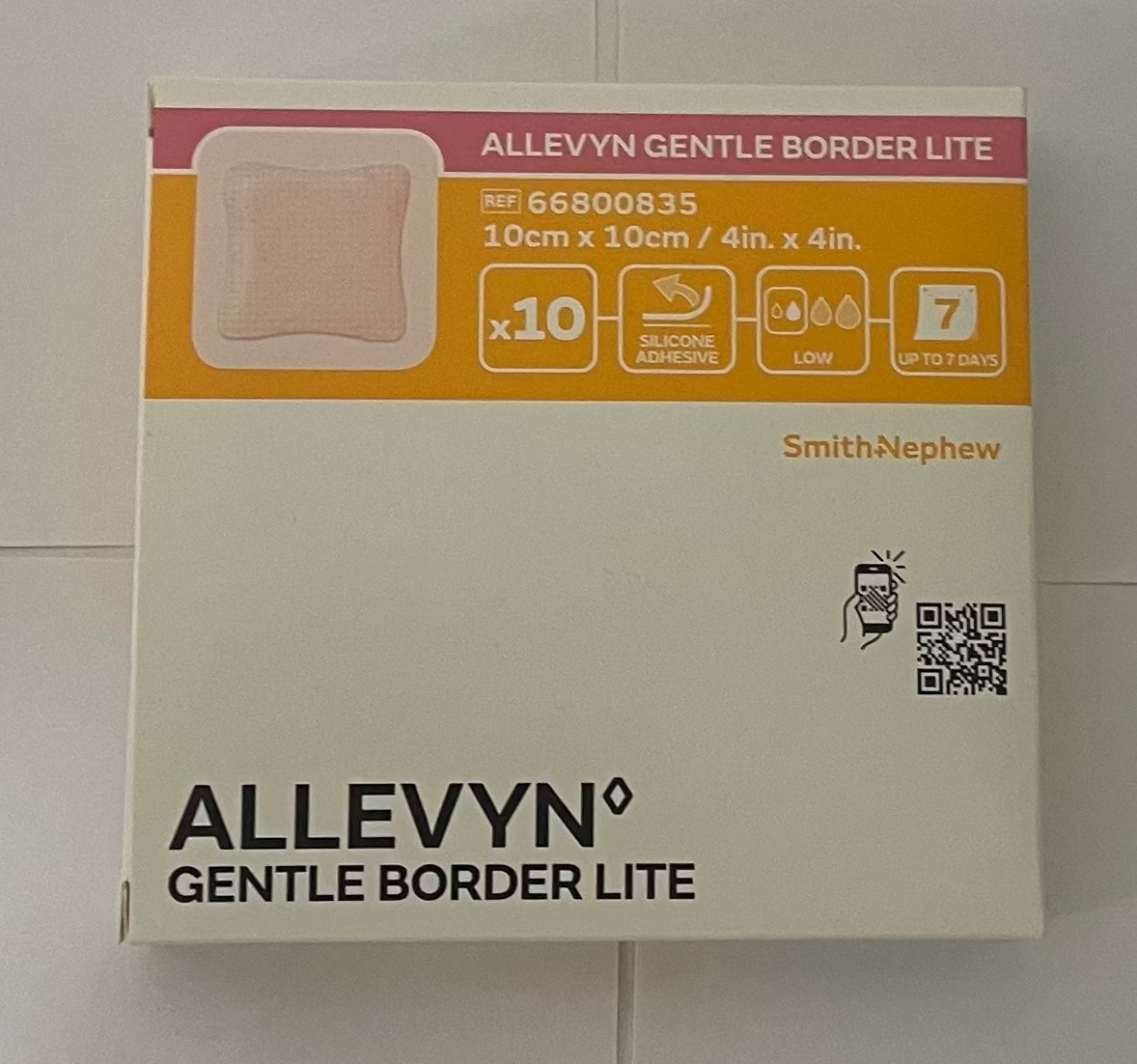 Smith &amp; Nephew - Allevyn Gentle Border Lite - 10 cm x 10 cm - 66800835