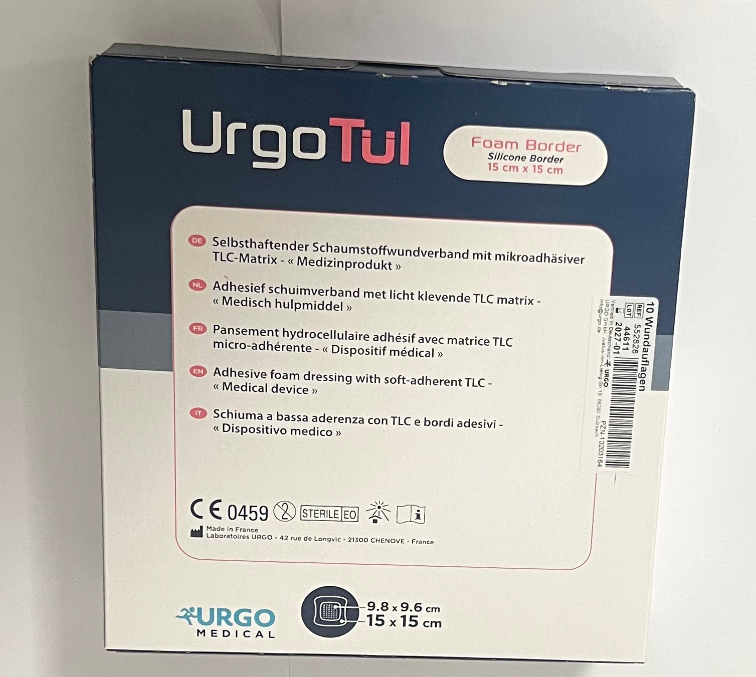 UrgoMedical - UrgoTül - Silicone foam border - 15cm x 15cm - 552828