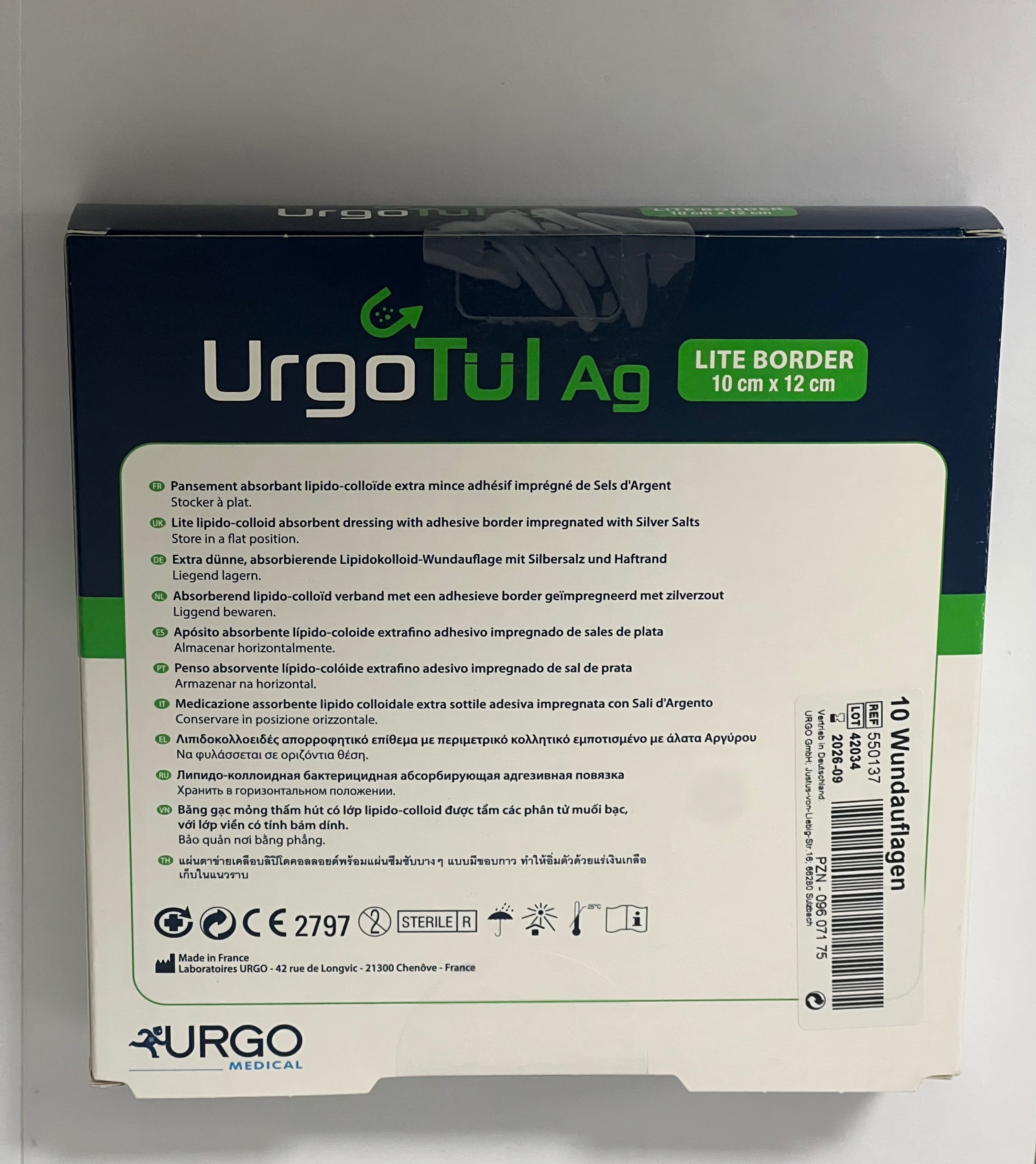 UrgoMedical - UrgoTül Ag Lite Border - 10cm x 12cm - 550137