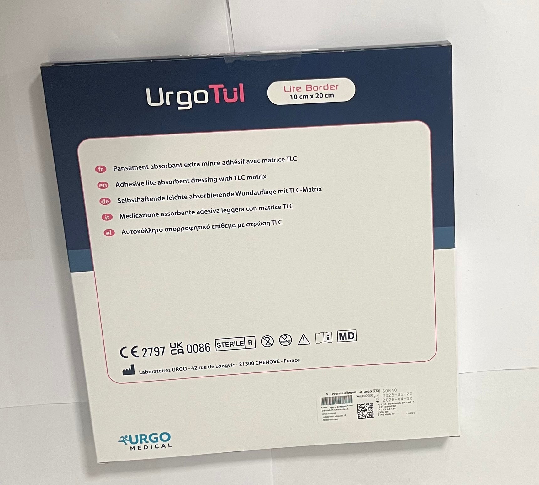UrgoMedical - UrgoTül - Lite Border - 10 x 20 cm - 602996