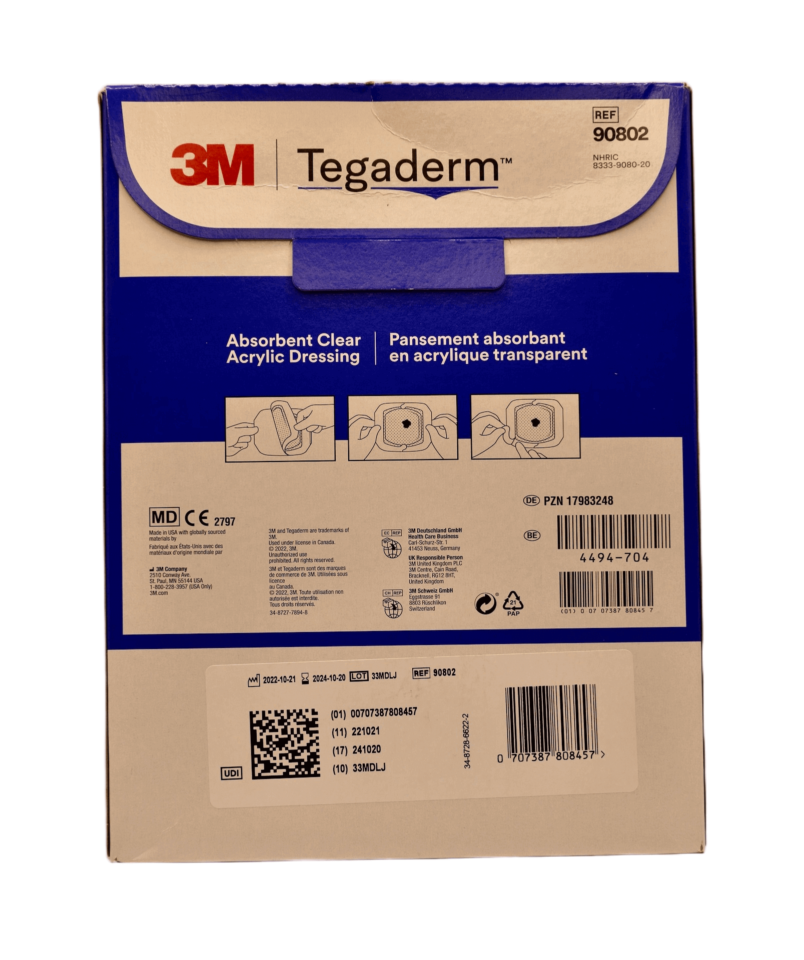 3M - Tegaderm - Absorbent Clear - 14.9 cm x 15.2 cm - 10 pcs per box -90802