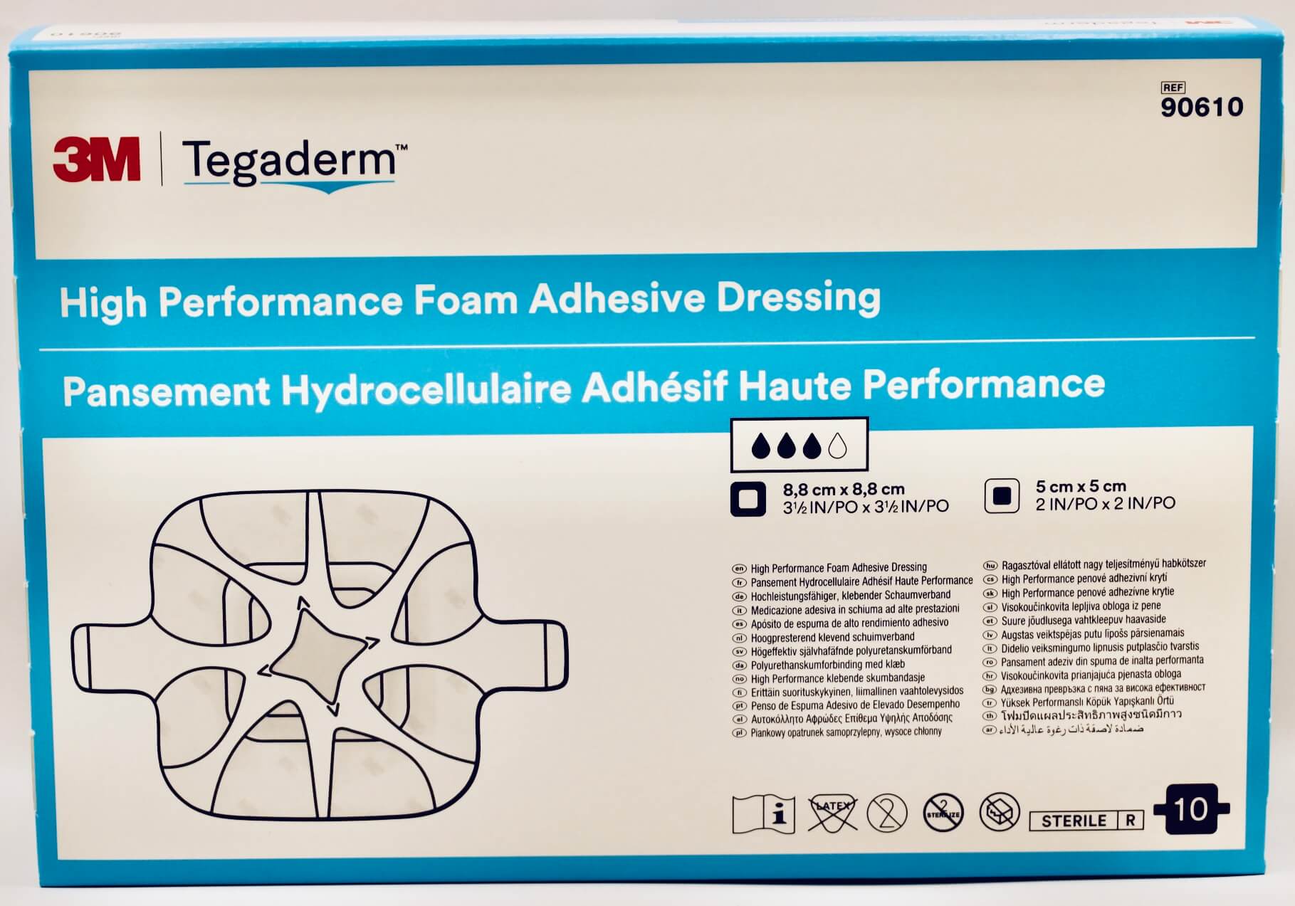 3M - Tegaderm - Foam Adhesive - 8.8 cm x 8.8 cm - 90610