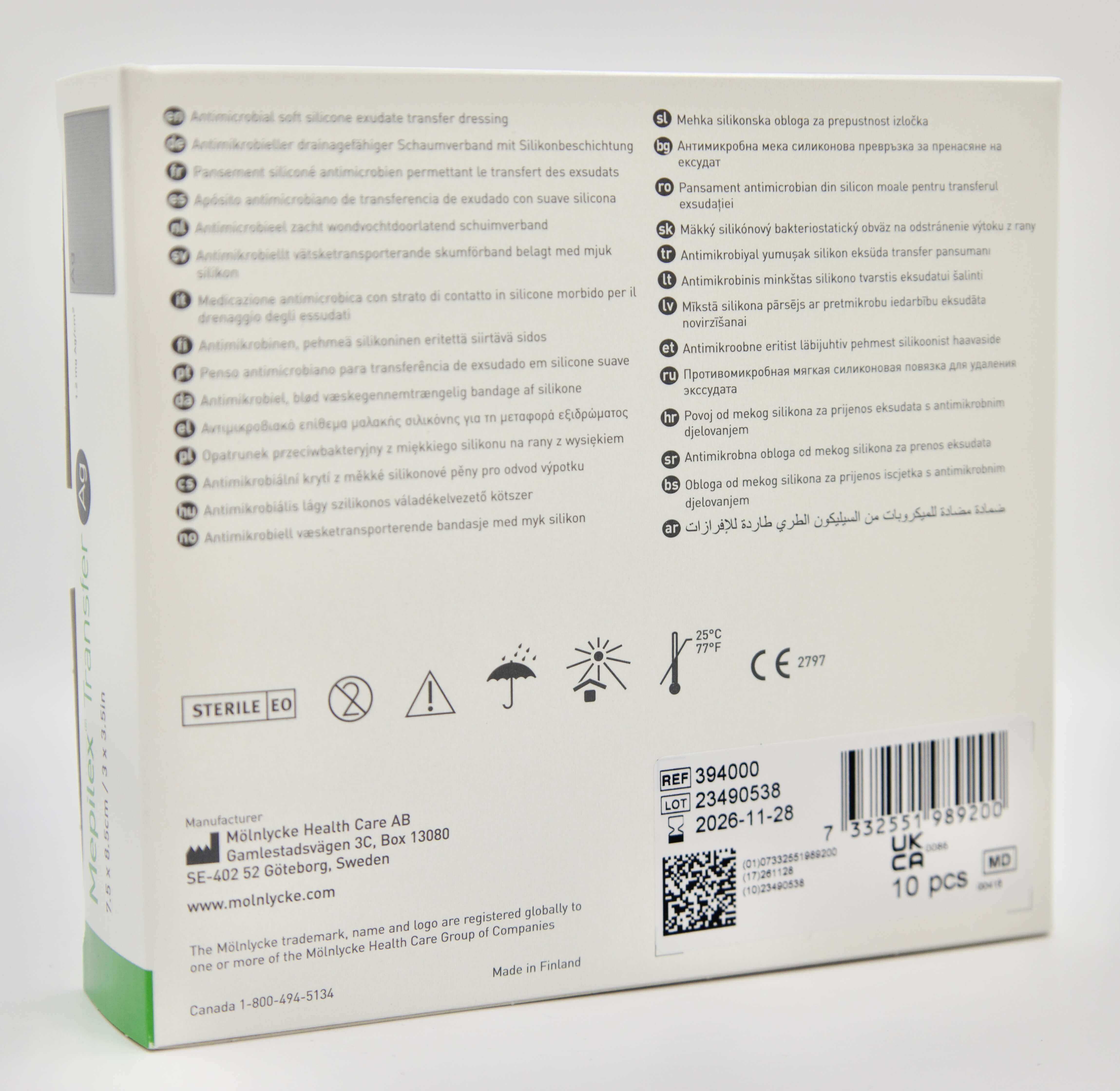 Molnlycke - Mepilex - Transfer Ag - 7.5 cm x 8.5 cm - 394000