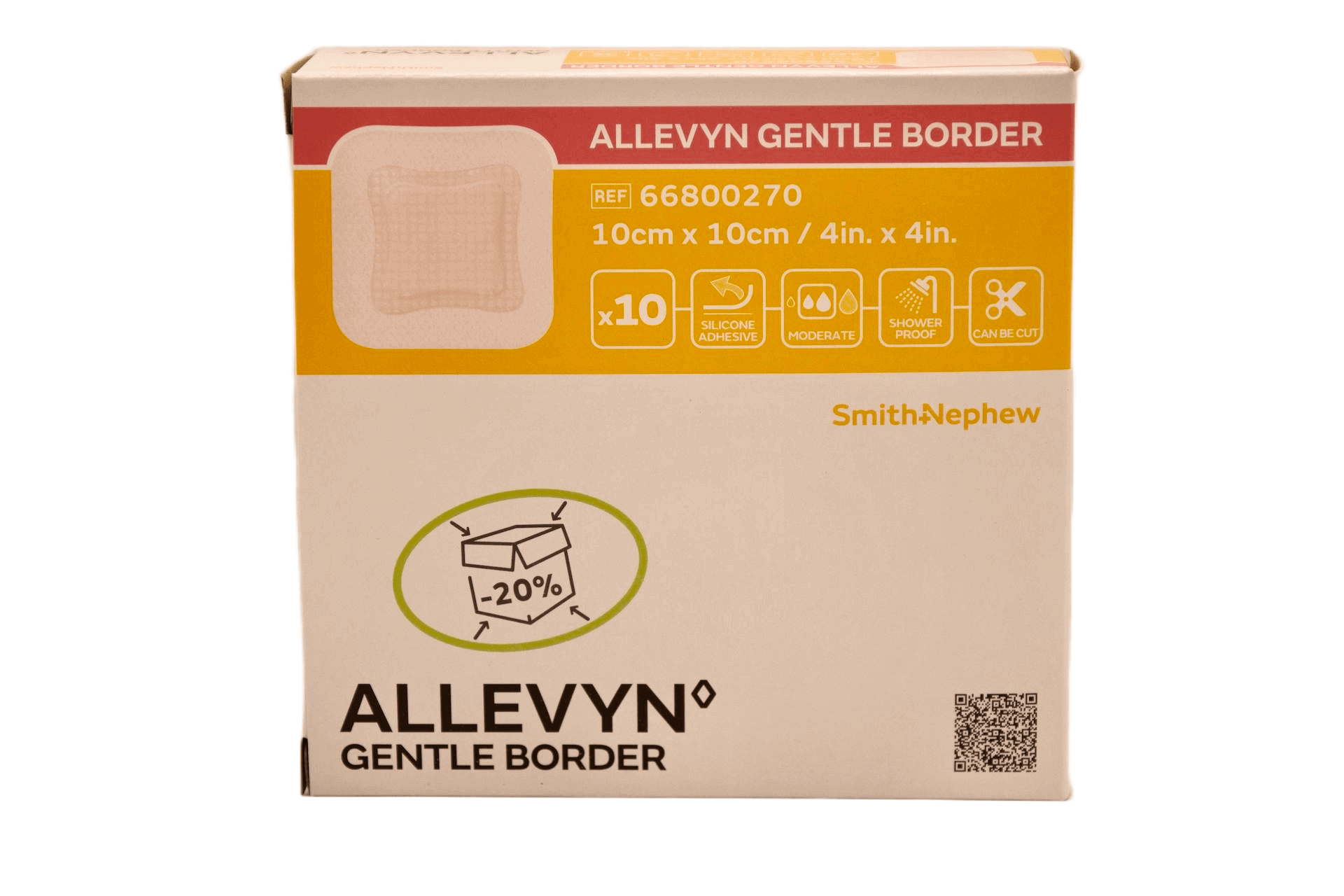 Smith &amp; Nephew - Allevyn Gentle Border - 10 x 10 cm - 10 pcs per box - 66800270