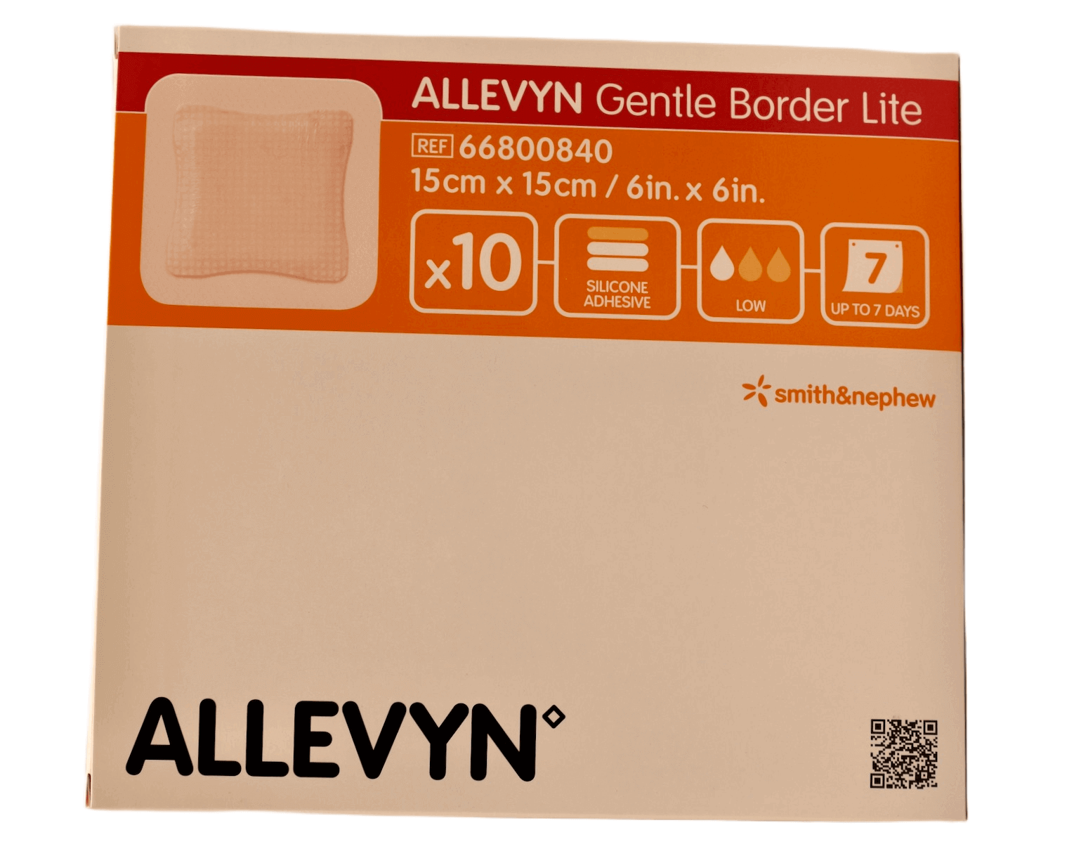 Smith &amp; Nephew - Allevyn Gentle Border Lite - 15 cm x 15 cm - 10 pcs per box - 66800840