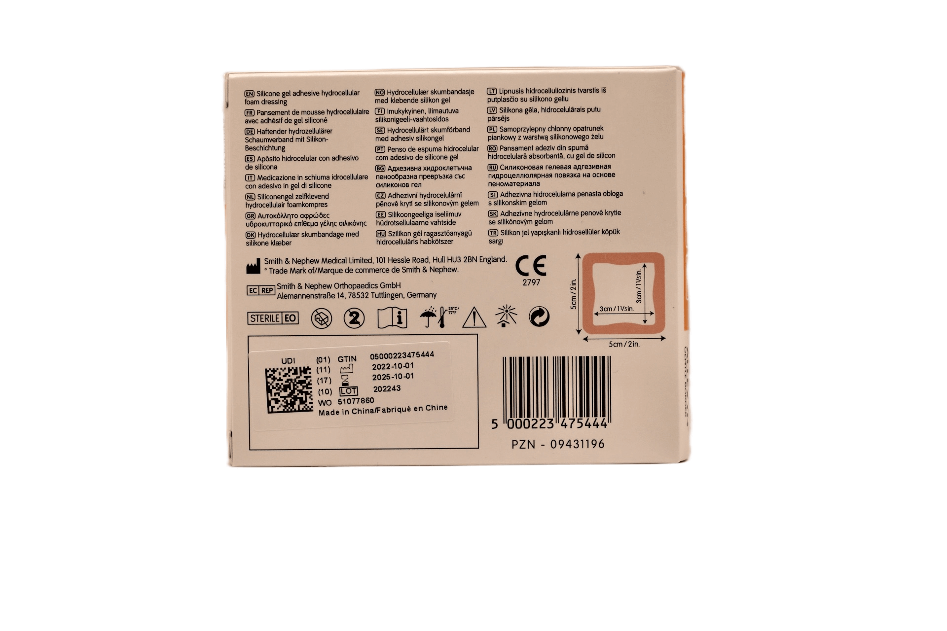 Smith &amp; Nephew - Allevyn Gentle Border - 10 x 10 cm - 10 pcs per box - 66800270