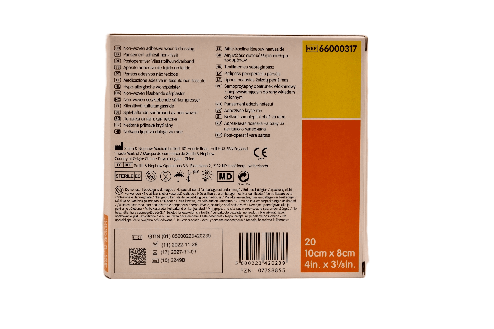 Smith &amp; Nephew - PRIMAPORE - 10 cm x 8 cm - 20 Stück pro Karton - 66000317