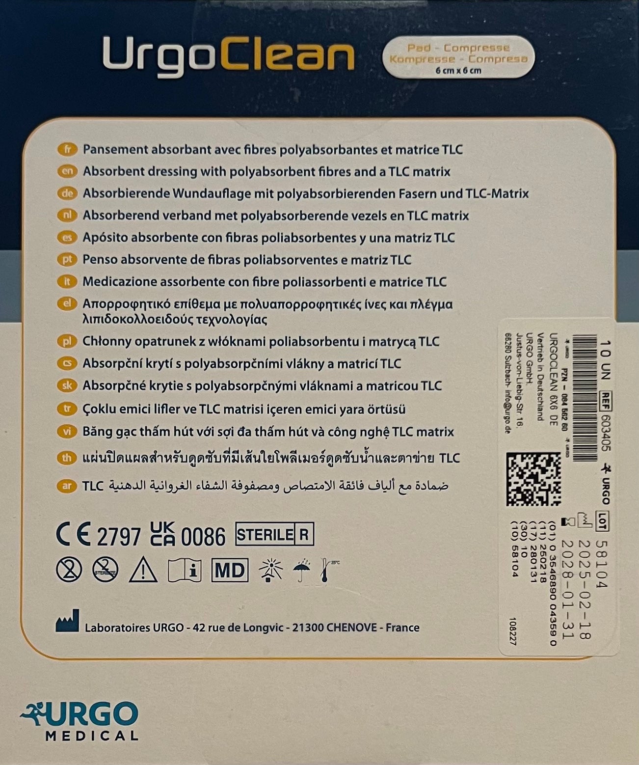 UrgoMedical - UrgoClean - compresse - 603405 - 10 stuks per doos